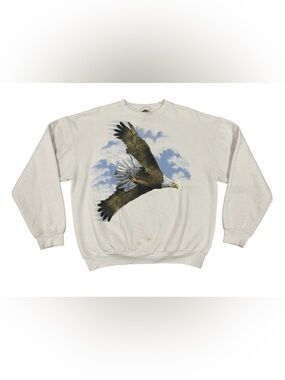Vintage Harlequin Nature Graphics Bald Eagle Sweatshirt Mens Large White Canada